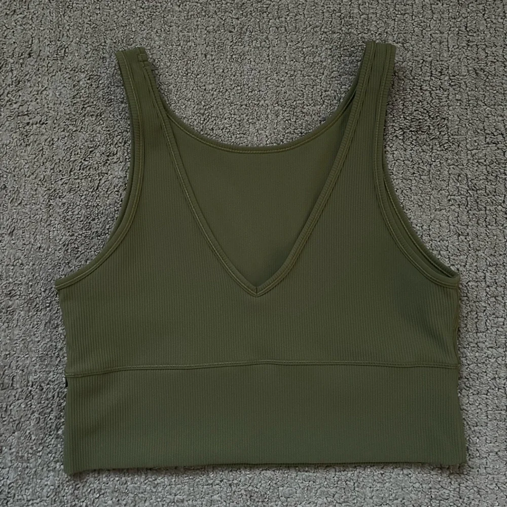 Lululemon Power Pivot Ribbed Tank Top - Bronze Green - Picture 4 of 5